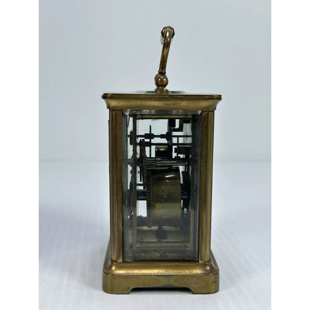 Antique French Carriage Alarm Clock Box Key H&H France Beveled NOT WORKING